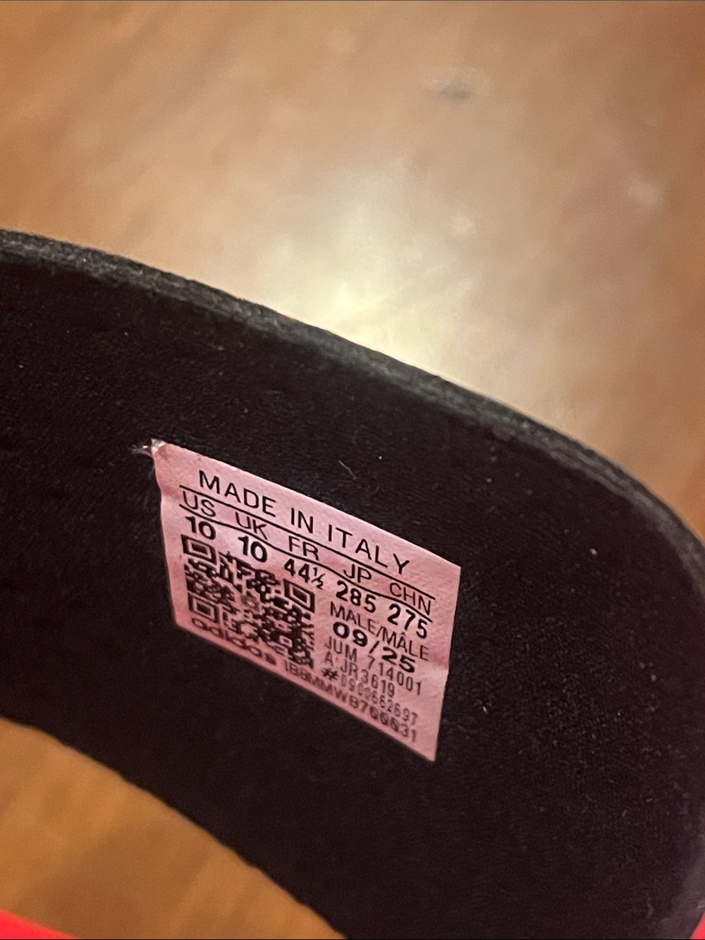 Adidas Adilette Slides Shoes Sandals JR3619 Made in Italy red Mens Size 11 - Picture 15 of 16